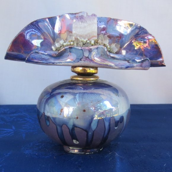Vintage Ceramic Perfume Bottle with Stopper Exquisite Amethyst Crystal Custom - Picture 1 of 10